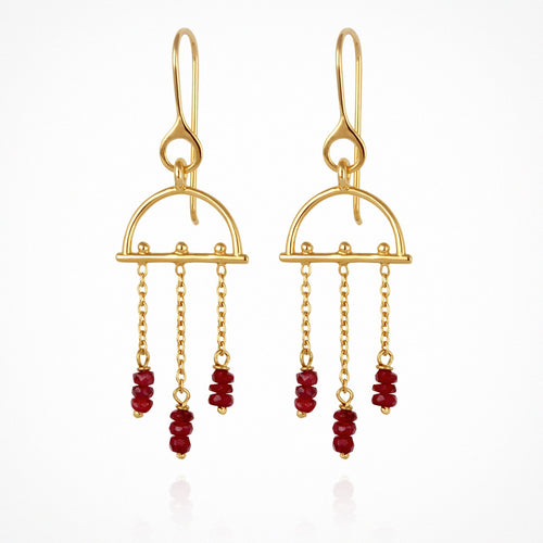 Amira Earrings Ruby Gold